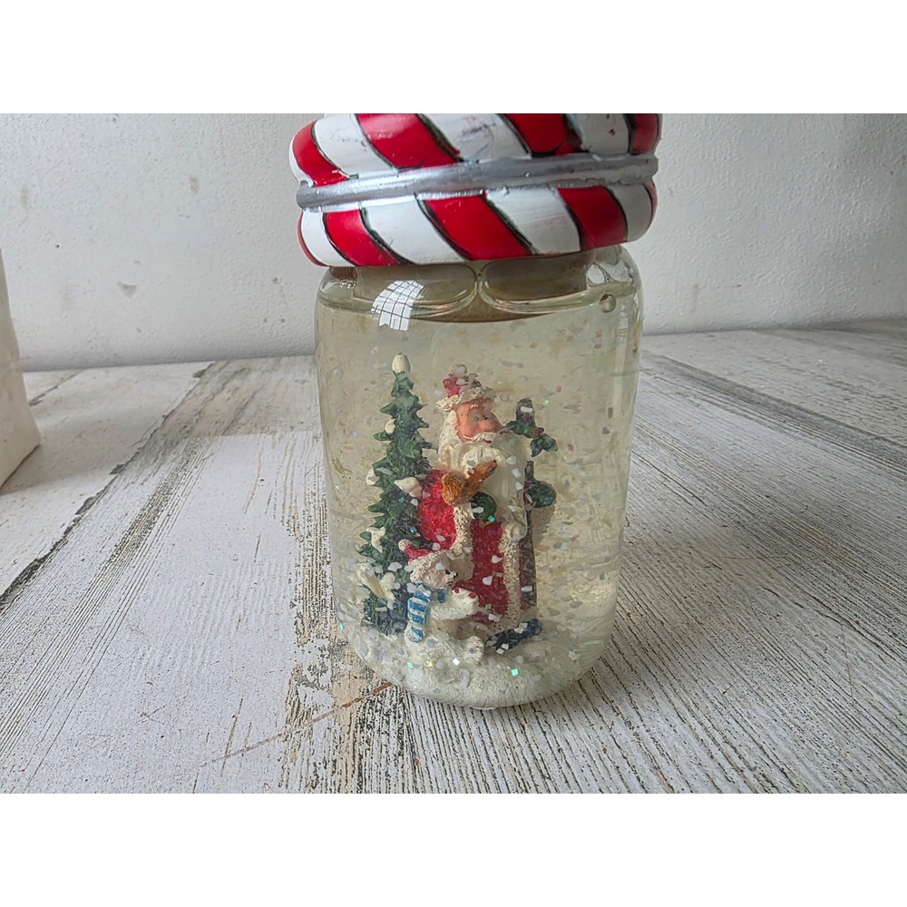 Santa snow globe unique jar AS IS bear Xmas decor